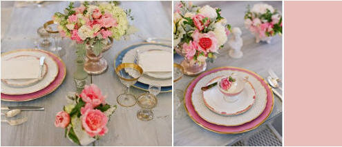 Valentine's day - pink floral table setting. This will open a new browser window.