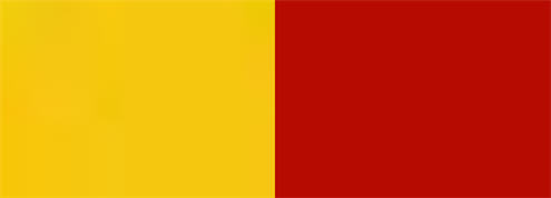 Branding - red and yellow colours used in branding.
