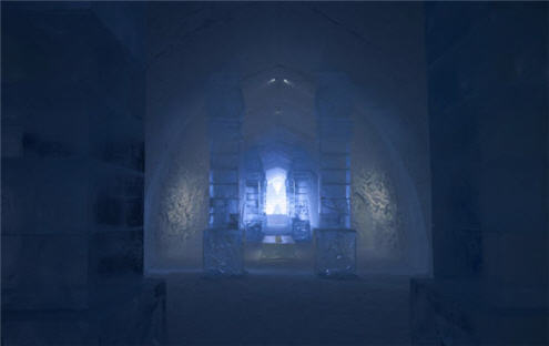 Ice hotel - hallway. This opens a new browser window.