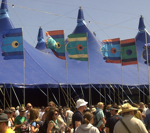 Isle of Wight - a colourful festival - big top flags.