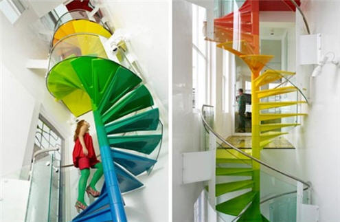 Weekend Decorator - stair rise - rainbow stairs. This opens a new browser window.
