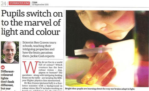 in the news... pupils switch on to the marvel of light and colour. This opens a new browswer window.