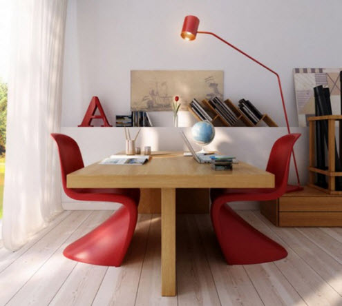 Business Interiors - how to use red to create an impact - home office. This opens a new browser window.