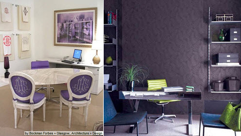 Business interiors - the colour purple - home office.