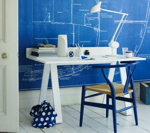 Interiors - How to use blue in the workplace - home office. This opens a new browser window.