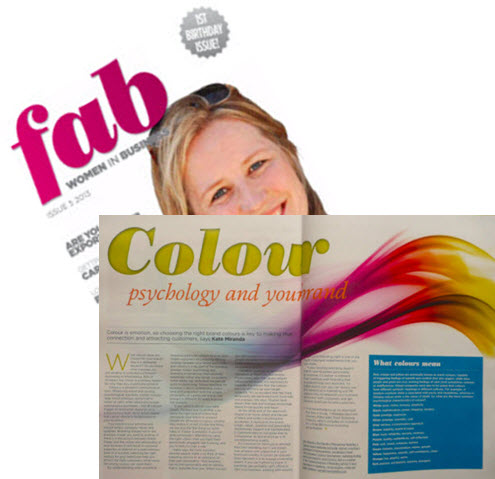 fab women in business - colour psychology and your brand feature issue 5 2013.