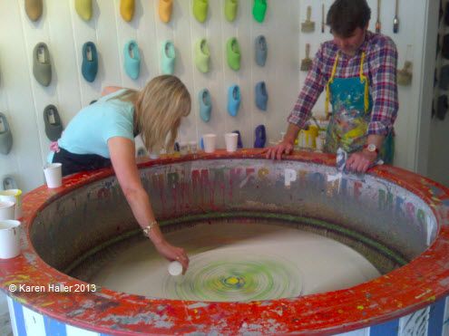 Colour Makes People Happy Blog - Splatter painting - Janet Best and Simon March.