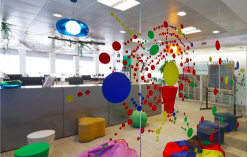 Business interior colour and design - the Google effect - staff area. This opens a new browser window.