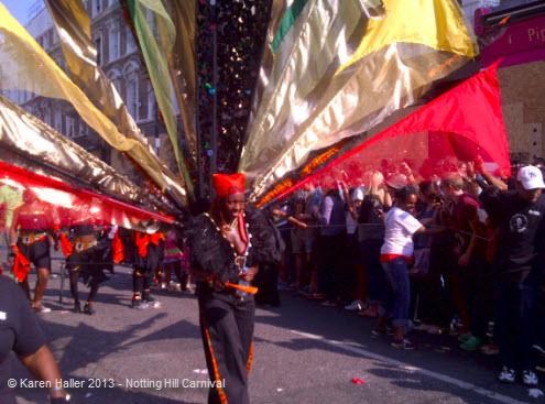 Notting Hill Carnival Karen Haller 2013 - large red black gold costume.